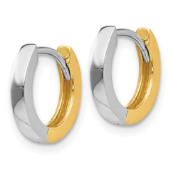 14K Two-Tone Gold 2mm Round Hinged Hoop Earrings