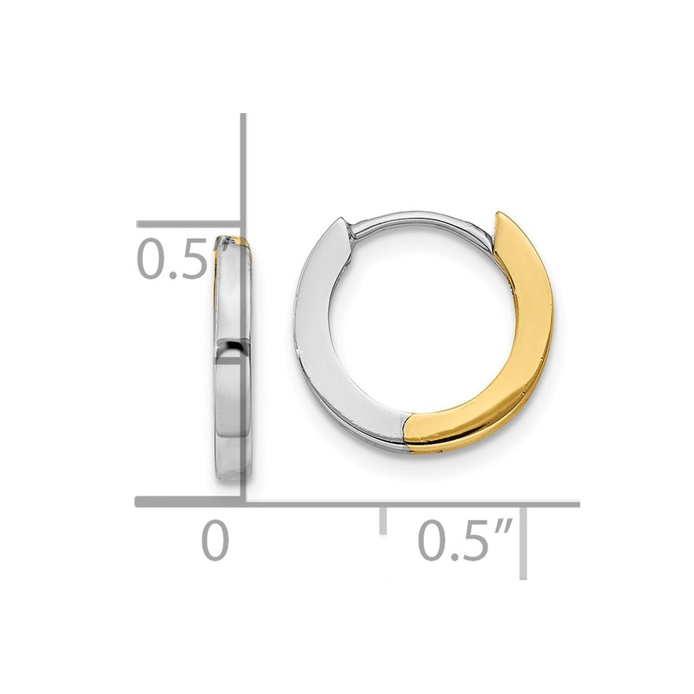 14K Two-Tone Gold 2mm Round Hinged Hoop Earrings