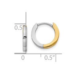 14K Two-Tone Gold 2mm Round Hinged Hoop Earrings