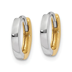 14K Two-Tone Gold 1.75mm Round Hinged Hoop Earrings