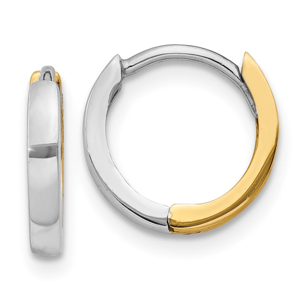 14K Two-Tone Gold 1.75mm Round Hinged Hoop Earrings