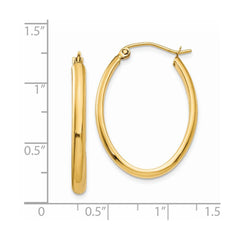 14K Yellow Gold 3mm Oval Hoop Earrings