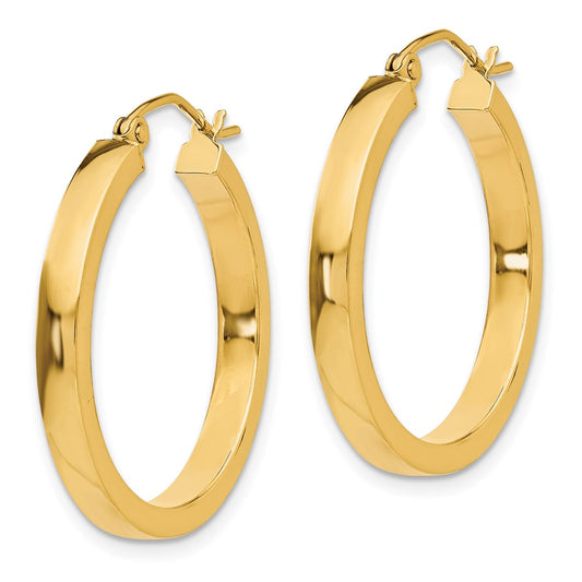 14K Yellow Gold 2x3mm Square Tube Hoops