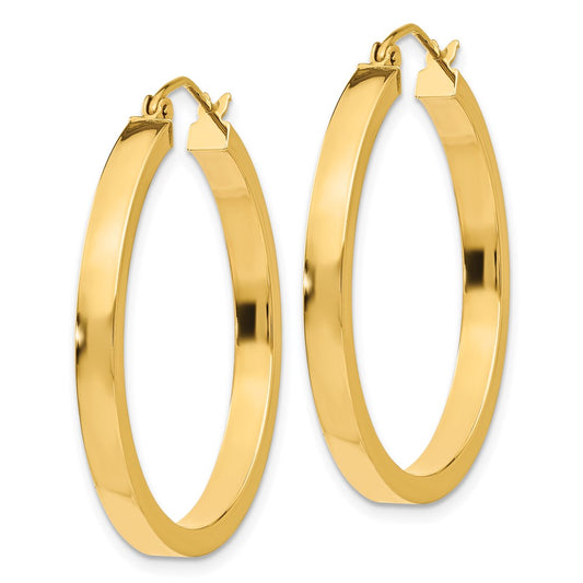 14K Yellow Gold 2x3mm Square Tube Hoops