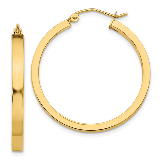 14K Yellow Gold 2x3mm Square Tube Hoops