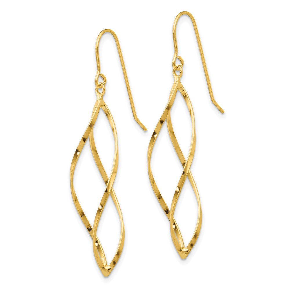 14K Yellow Gold Twisted Dangle Earrings