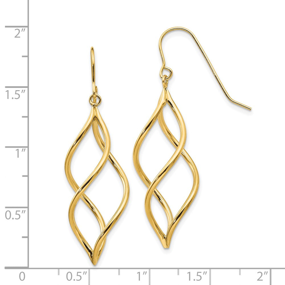 14K Yellow Gold Twisted Dangle Earrings