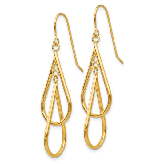 14K Yellow Gold Fancy Hoop Dangle Earrings