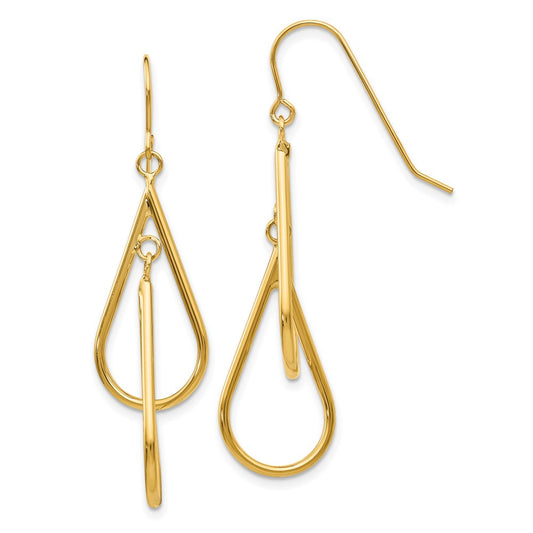 14K Yellow Gold Fancy Hoop Dangle Earrings