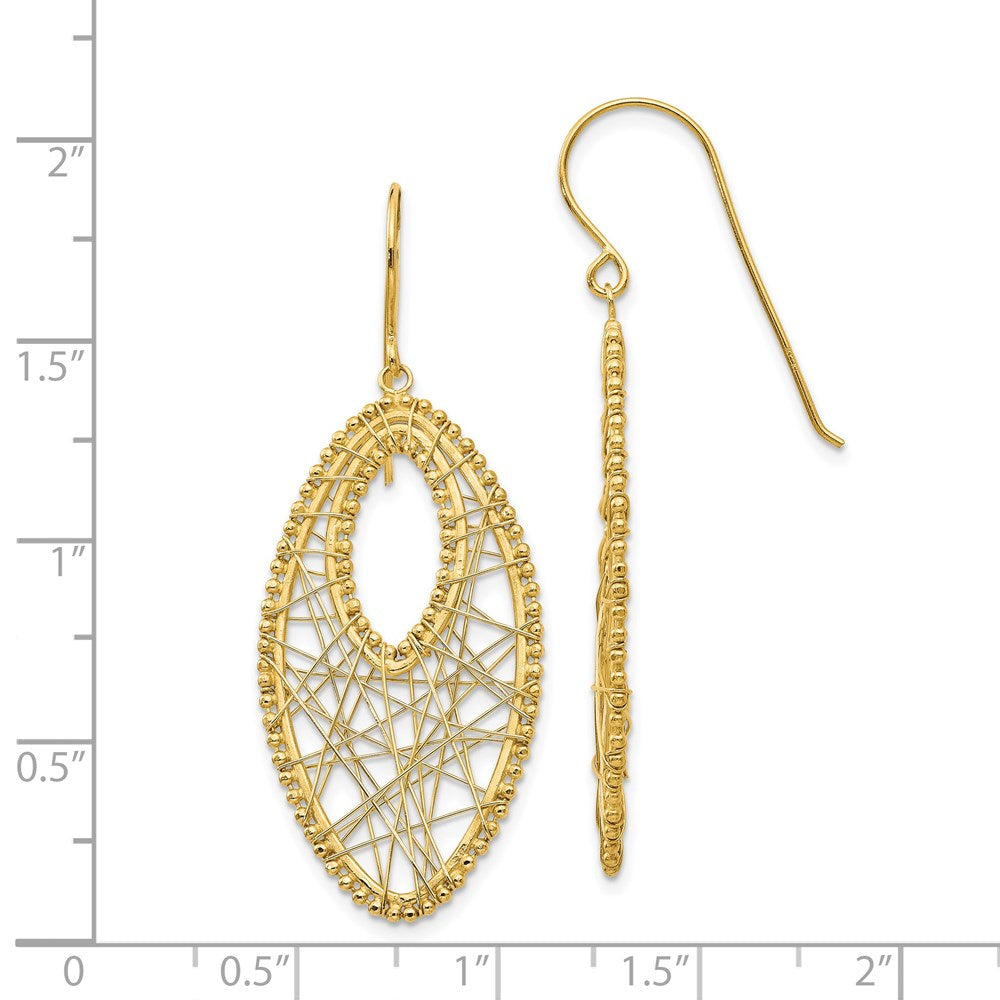 14K Yellow Gold Oval & Web Earrings