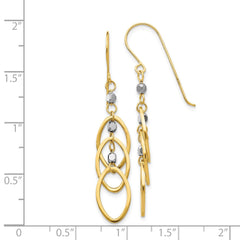 14K Two-Tone Gold Oval Beaded Dangle Earrings
