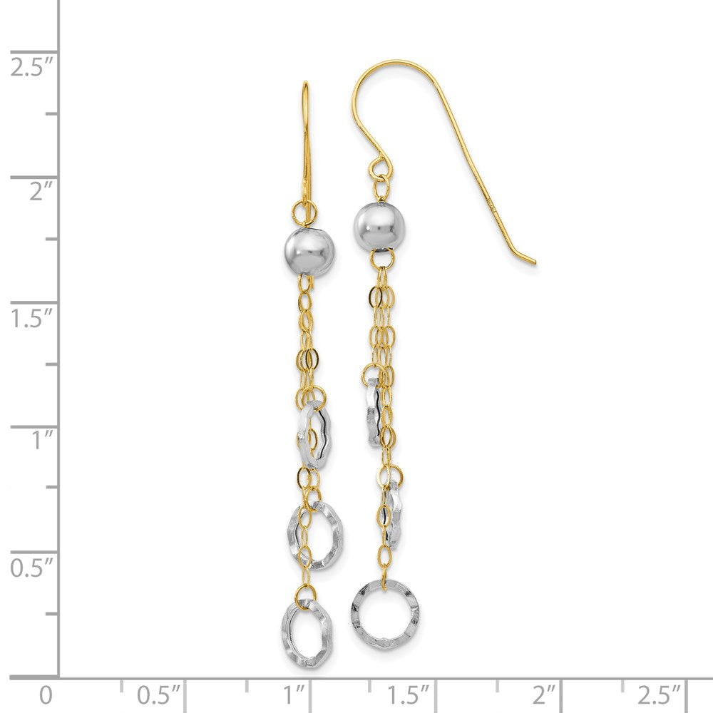 14K Two-Tone Gold Circle Dangle Earrings