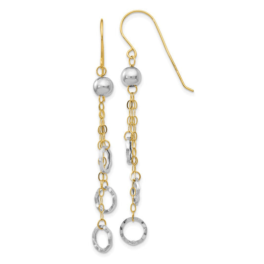 14K Two-Tone Gold Circle Dangle Earrings