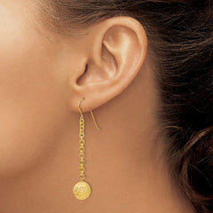 14K Yellow Gold Diamond-cut Hollow Bead Dangle Earrings