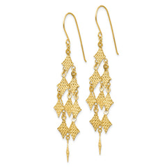 14K Yellow Gold Diamond-cut Chandelier Earrings