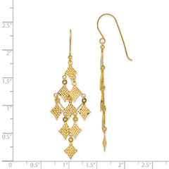 14K Yellow Gold Diamond-cut Chandelier Earrings
