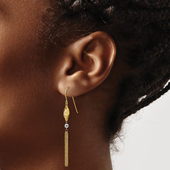 14K Two-Tone Gold Bead and Chain Dangle Earrings