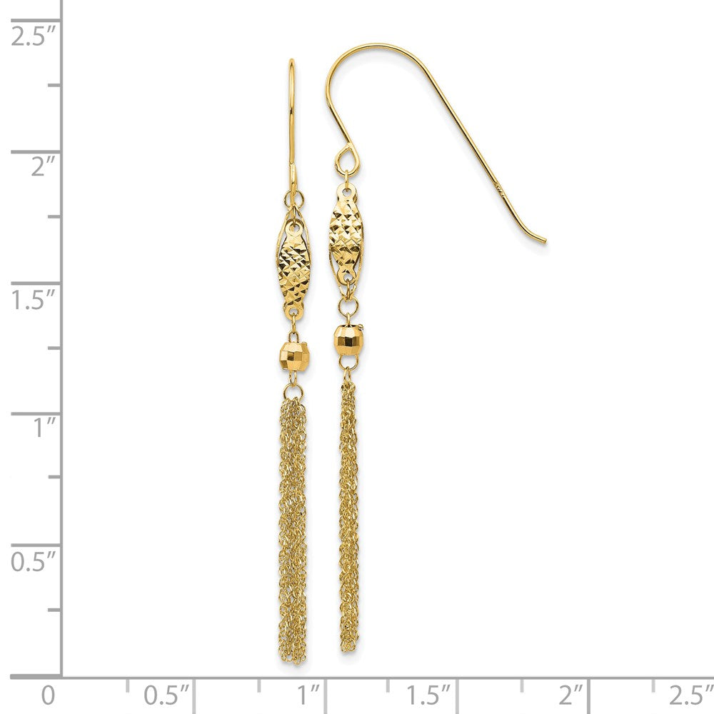 14K Yellow Gold Bead and Chain Dangle Earrings