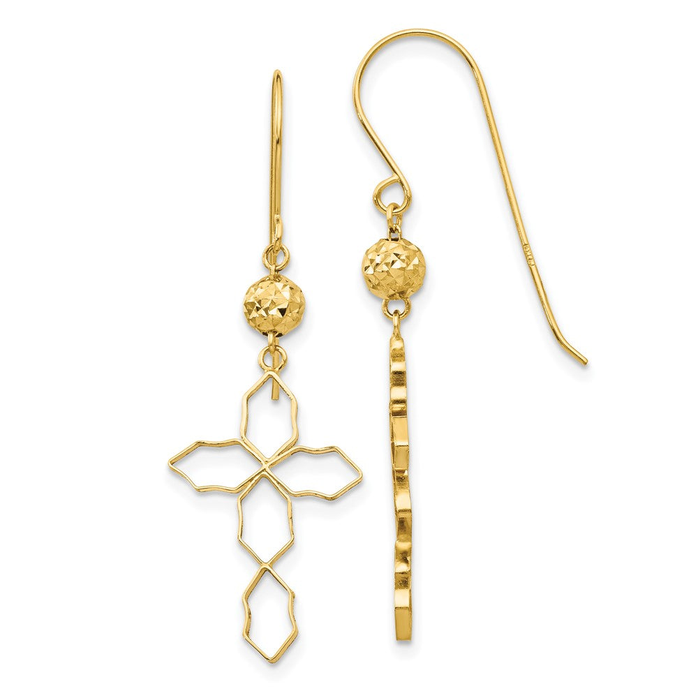 14K Yellow Gold Cross Earrings