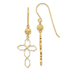 14K Yellow Gold Cross Earrings