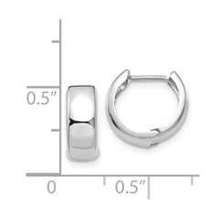 14K White Gold Polished Hinged Hoop Earrings