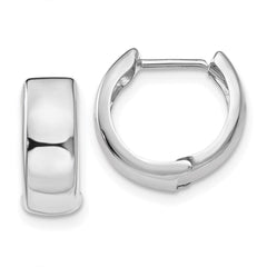 14K White Gold Polished Hinged Hoop Earrings