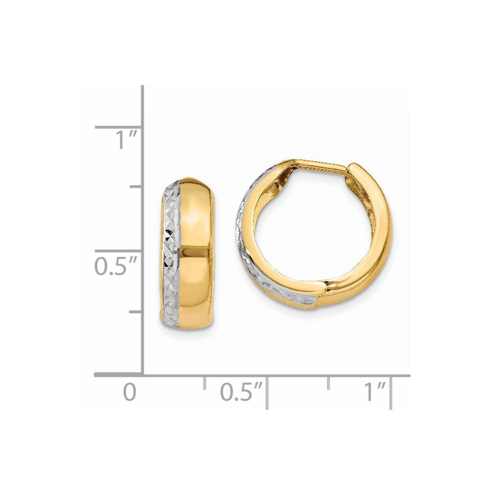 14K Two-Tone Gold Textured Hinged Hoop Earrings