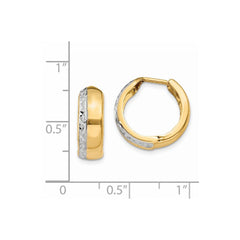 14K Two-Tone Gold Textured Hinged Hoop Earrings