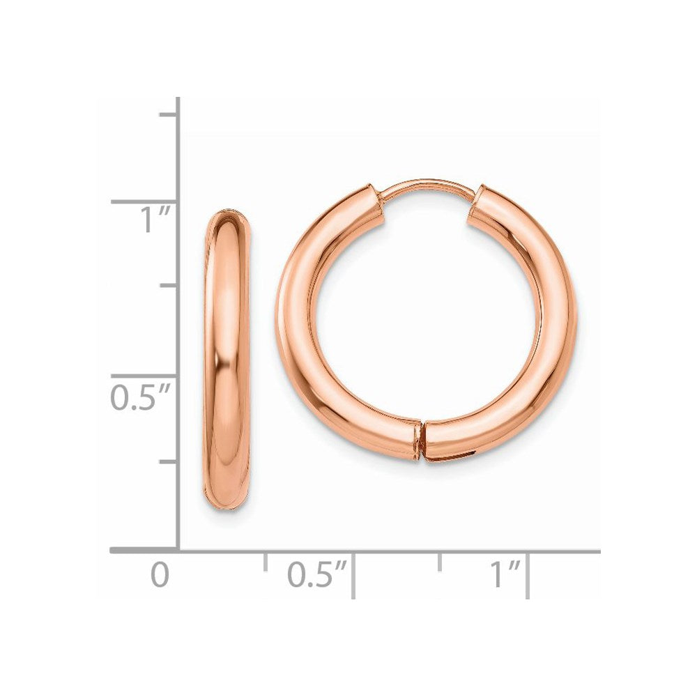 14K Rose Gold Hinged Hoop Earrings