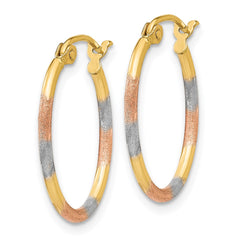 14K Tri-Color Gold Diamond-cut Hoop Earrings