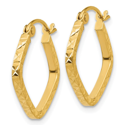 14K Yellow Gold Diamond-cut Squared Hoop Earrings