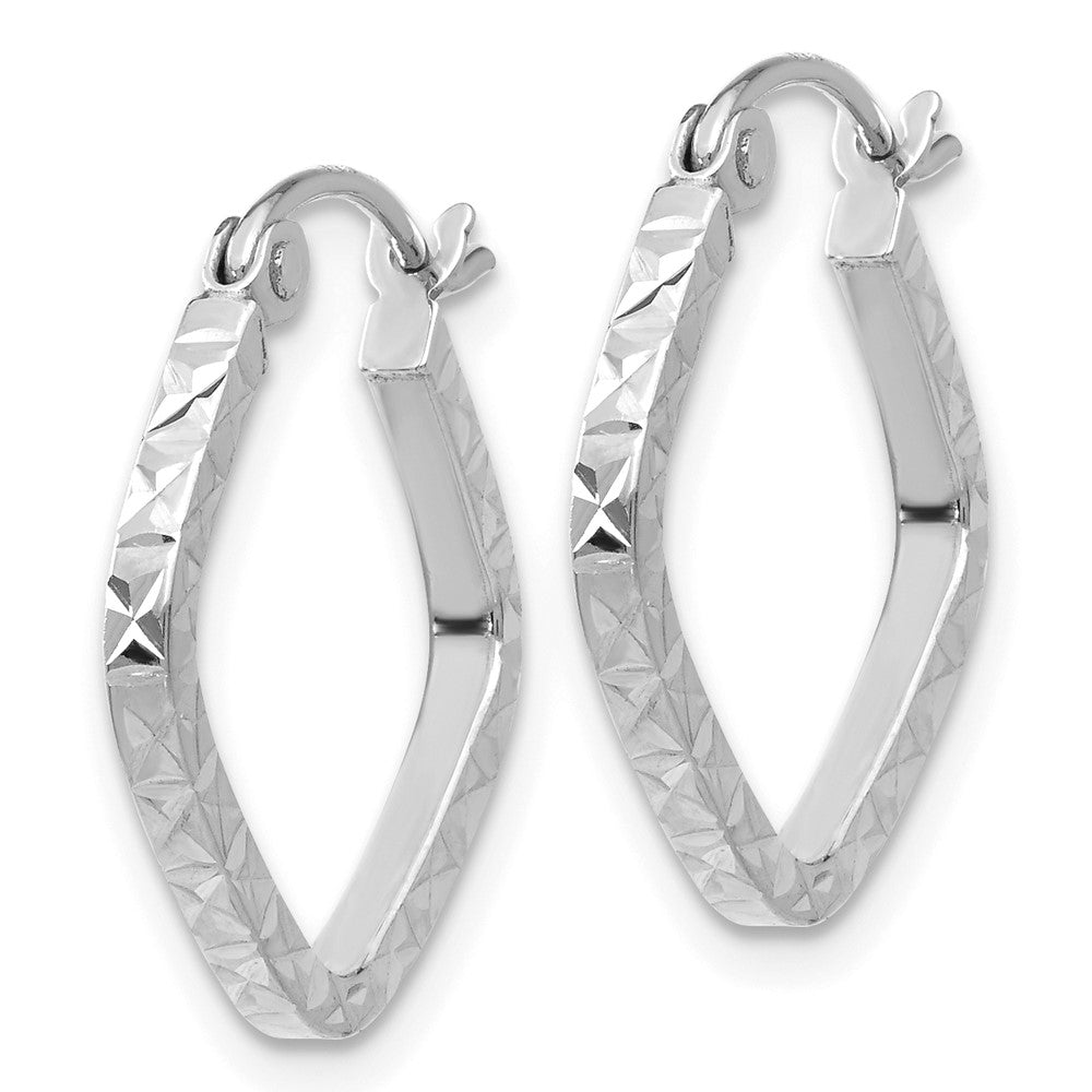 14K White Gold Diamond-cut Squared Hoop Earrings