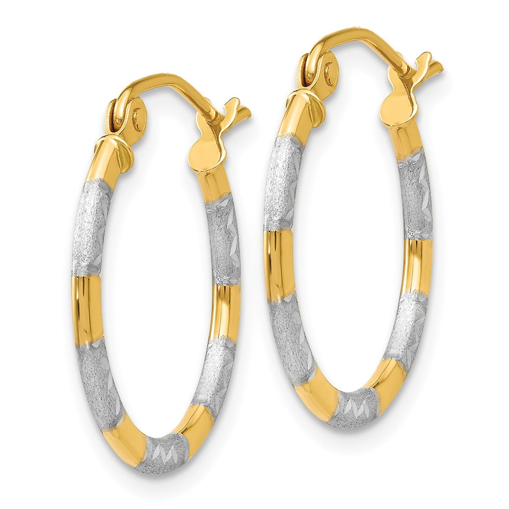 14K Two-Tone Gold Diamond-cut Hoop Earrings