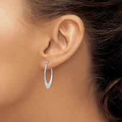 14K White Gold Polished Hoop Earrings