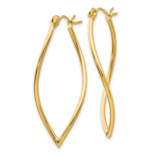 14K Yellow Gold Polished Fancy Hoop Earrings