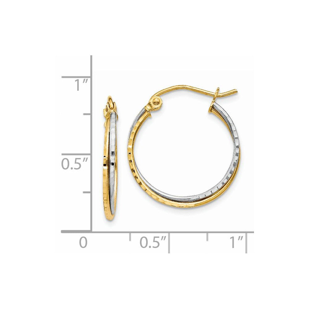 14K Two-Tone Gold Diamond-cut Twisted Hoop Earrings