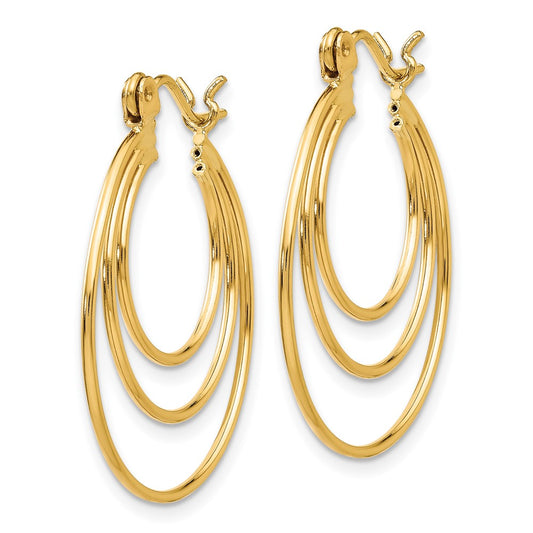 14K Yellow Gold Polished Circles Hoop Earrings