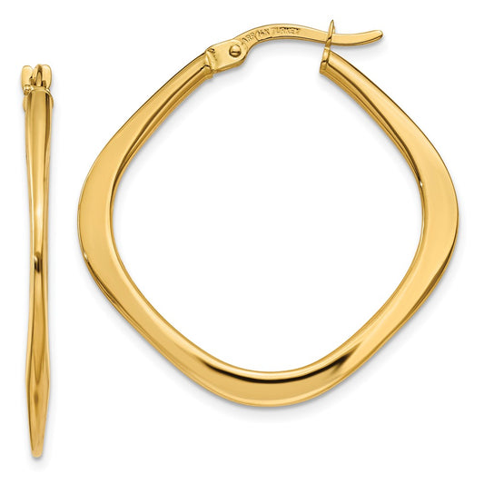 14K Yellow Gold Tapered Square Hoop Earrings