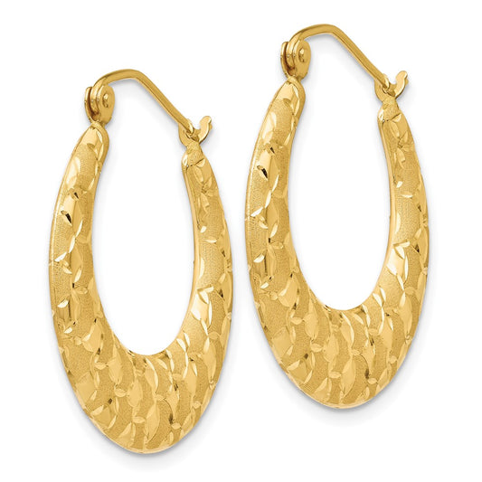 14K Yellow Gold Laser Cut Patterned Hoop Earrings