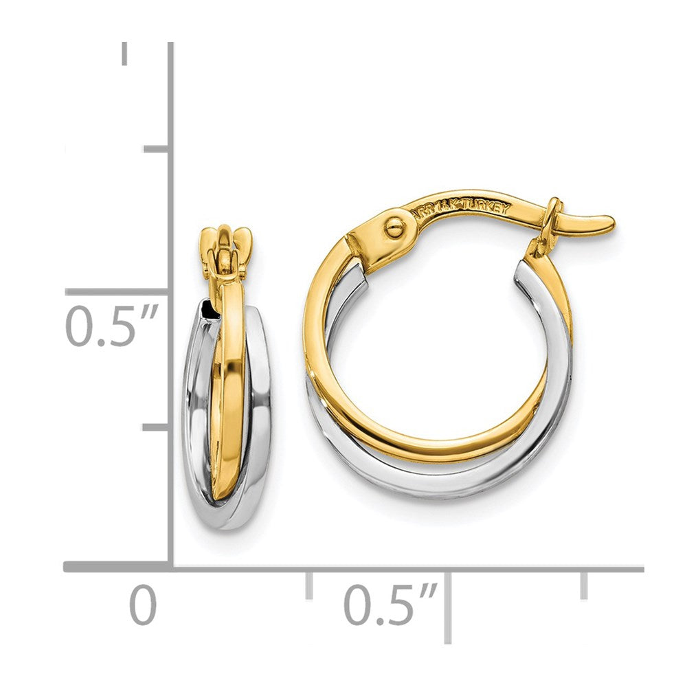 14K Two-Tone Gold Polished Hollow Hoop Earrings