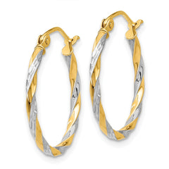 14K Two-Tone Gold Hollow Twisted Hoop Earrings