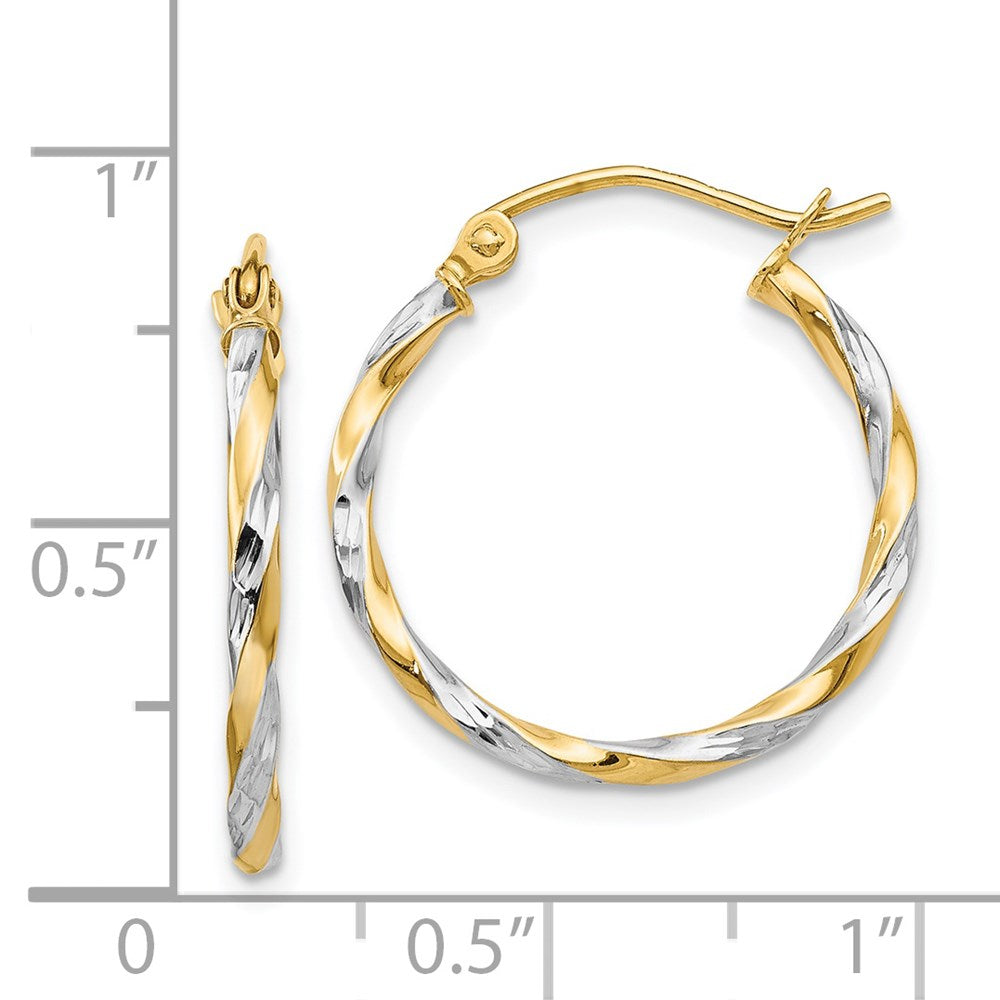 14K Two-Tone Gold Hollow Twisted Hoop Earrings