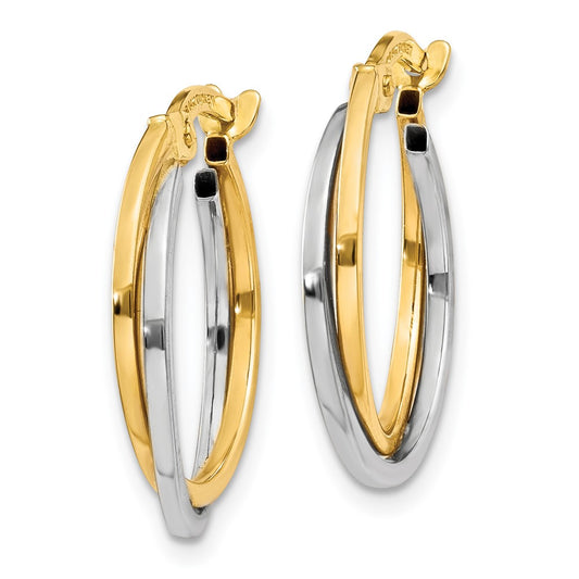 14K Two-Tone Gold Polished Hollow Hoop Earrings