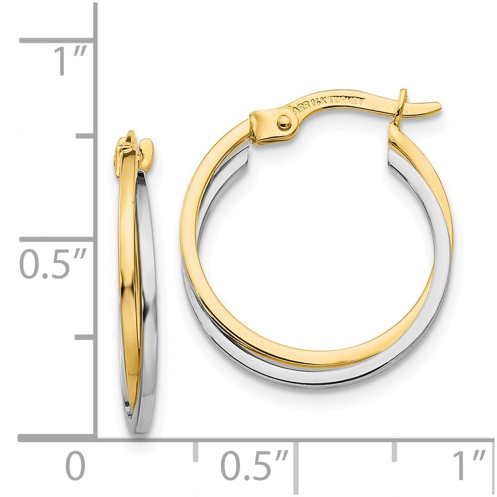 14K Two-Tone Gold Polished Hollow Hoop Earrings