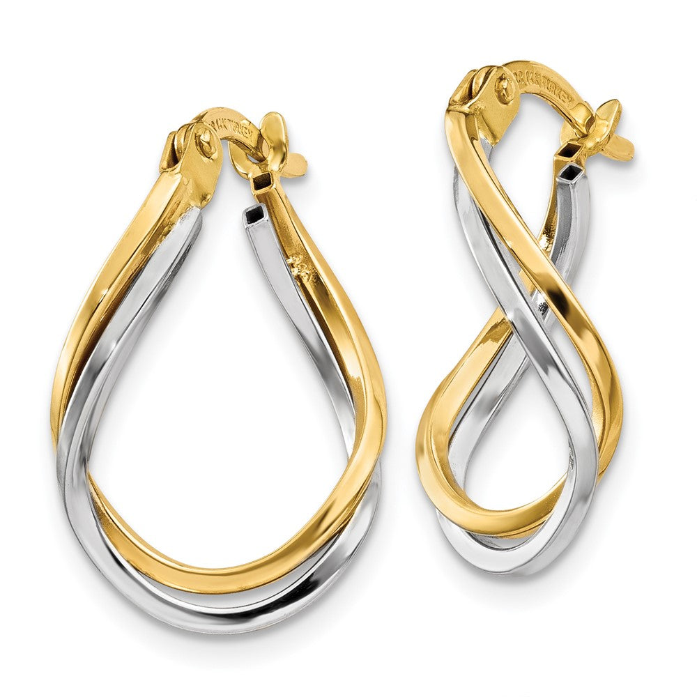 14K Two-Tone Gold Twisted Hoop Earrings