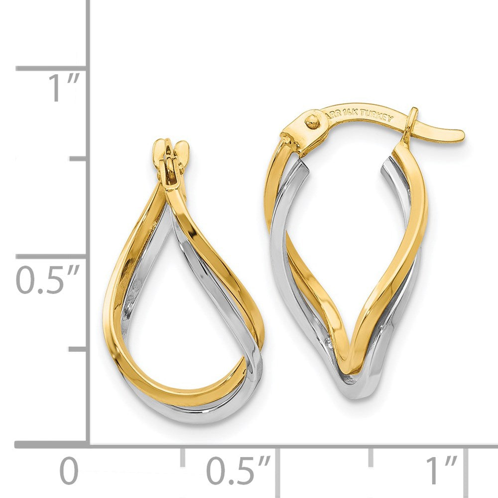 14K Two-Tone Gold Twisted Hoop Earrings