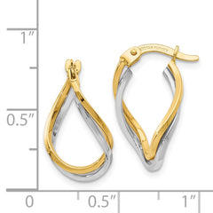 14K Two-Tone Gold Twisted Hoop Earrings