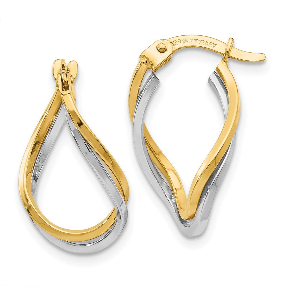 14K Two-Tone Gold Twisted Hoop Earrings