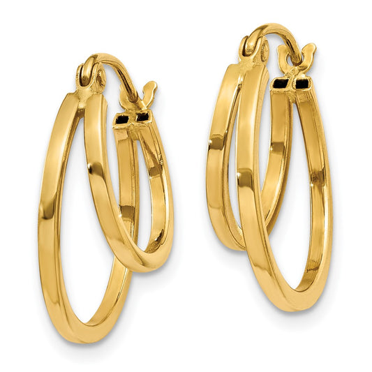 14K Yellow Gold Double Hoop Earrings