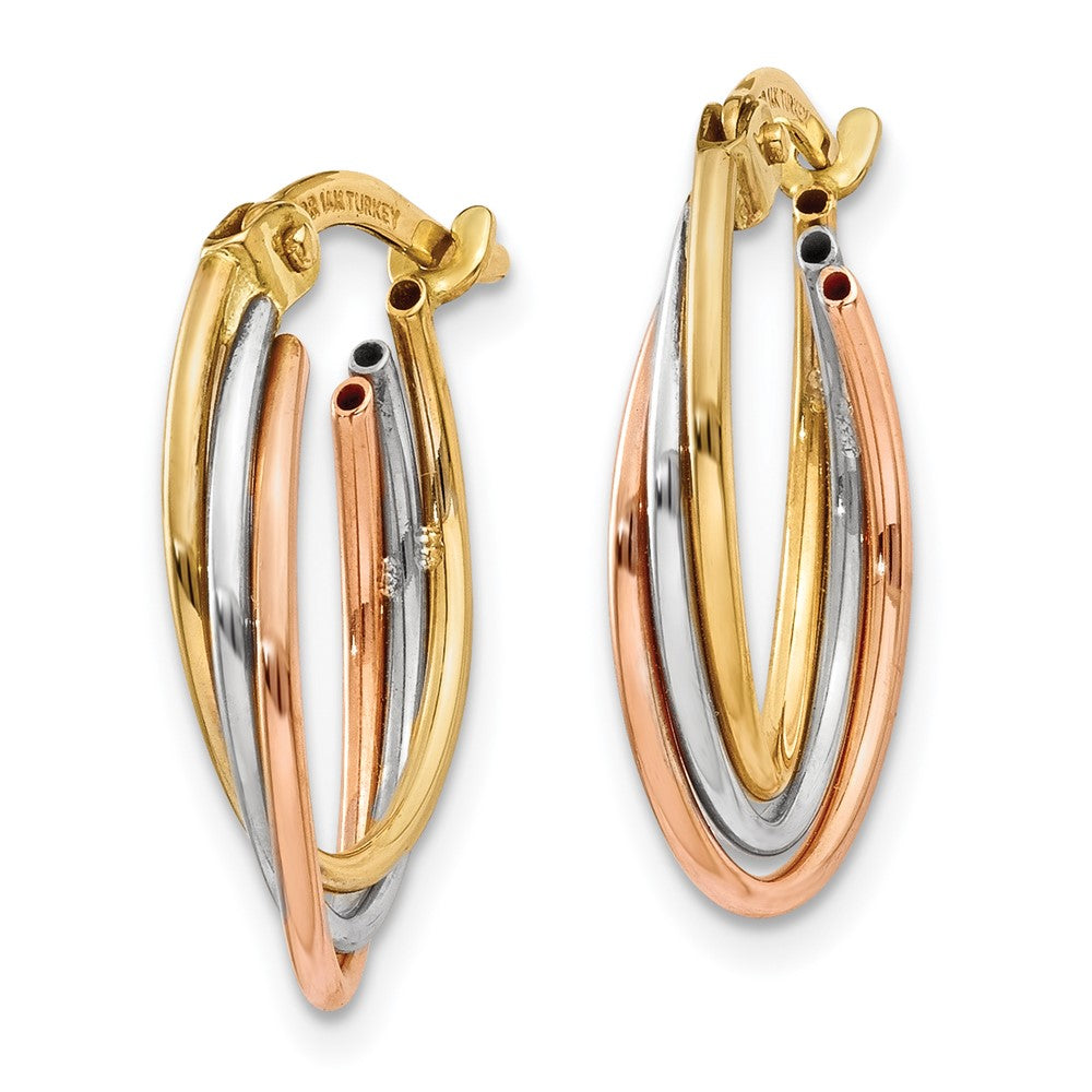 14K Tri-Color Gold Twisted Hoop Earrings